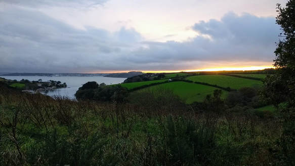 Looking over Carrick Roads to Falmouth and Pendennis Castle